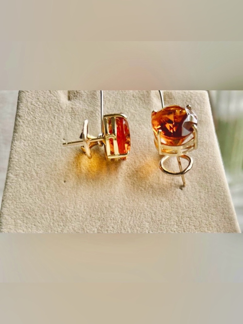 Exquisite Oversized AAA Madeira Citrine & 14K Gold Lever Back Earrings - Picture 13 of 15